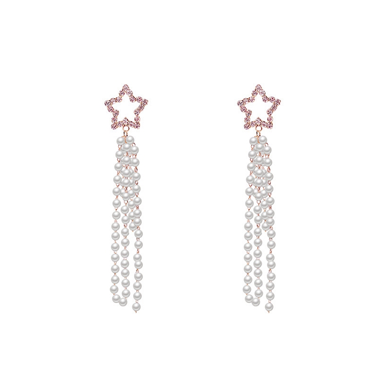 925 Silver needle Korea temperament five star earrings female super fairy long tassel earrings manufacturers direct sales